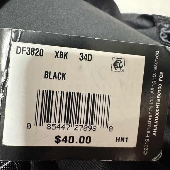 BALI BRA 34D Classic Support Wireless Flexible Adjustable Smooth Back Blk 3469 - Picture 6 of 12